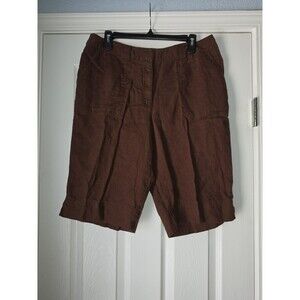 Westbound Sz 14 Dark Chocolate Brown 100% Linen Bermuda Shorts